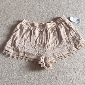 Cream woven shorts